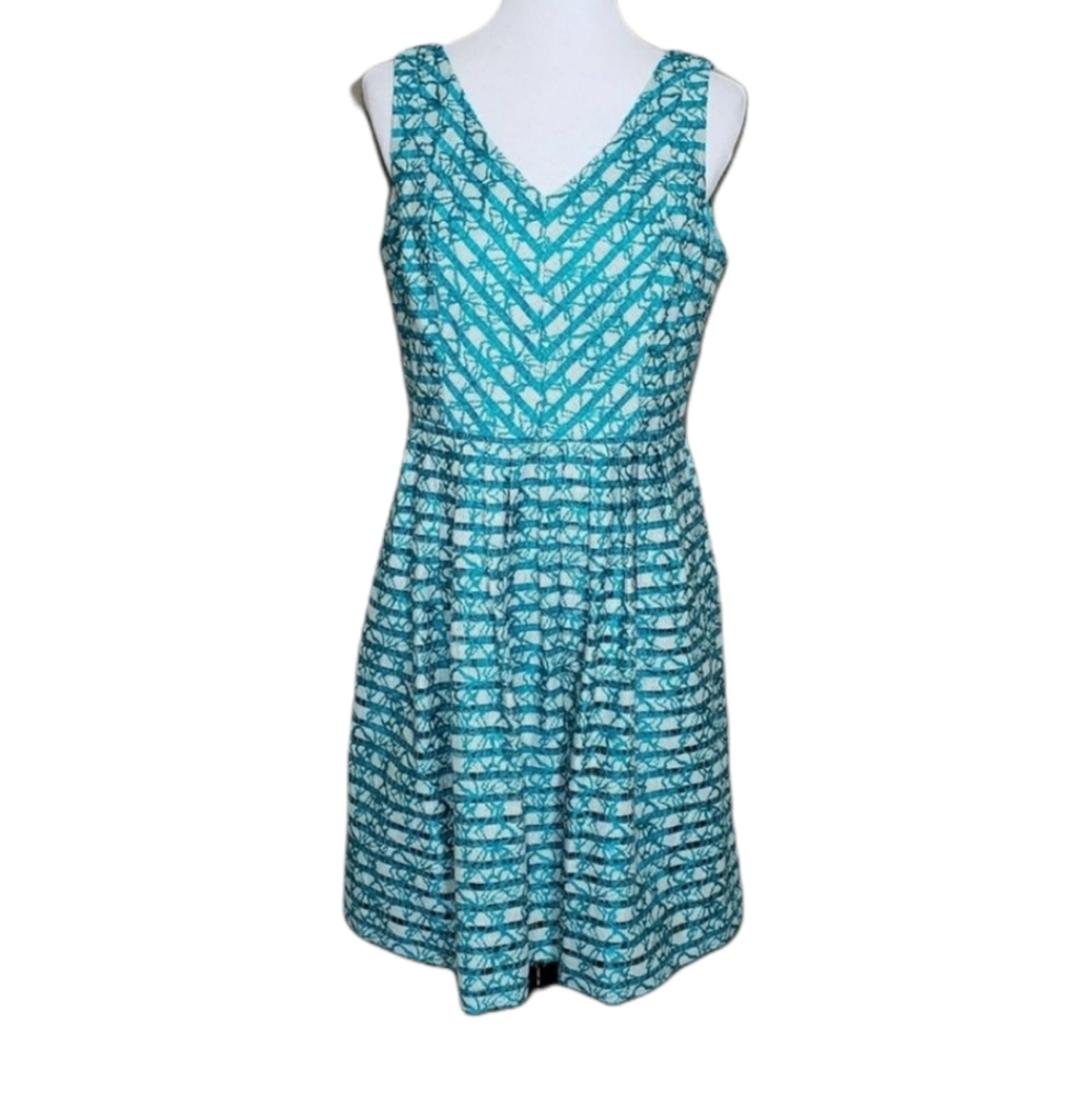 Antonio Melani Dress Fit and Flare Lace Teal Cream